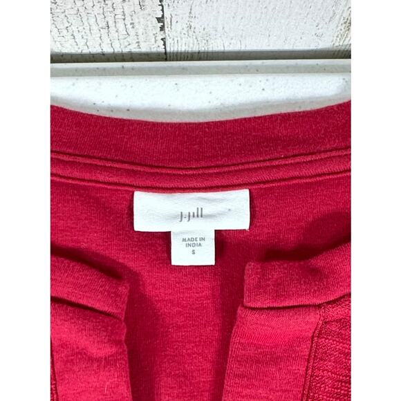 J Jill Tunic Size Small Red Notch Neck Slub Knit Long Sleeve Casual Athleisure - Picture 3 of 7